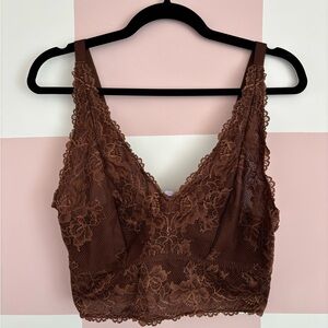 Savage X Fenty Chocolate Brown Lace Bralette Tank